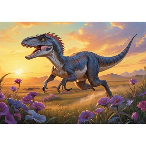 TWYYDP Puzzle 520 Teile für Erwachsene Velociraptor-Prärie-Sonnenuntergangslandschaft Holzpuzzle Lustige Spiele für Die Ganze Familie TWYYDP Puzzle 520 Teile für Erwachsene Velociraptor-Prärie-Sonnenuntergangslandschaft Holzpuzzle Lustige Spiele für Die Ganze Familie von TWYYDP