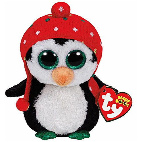 Carletto Ty 36172 Ty 36172-Freeze-Pinguin mit Mütze, 15 cm, mit Glitzeraugen, Beanie Boo's, X-Mas limitiert, rot von TY