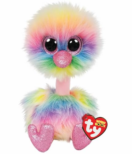 TY Asha Strauß Beanie Boos Mittelgroß, Beanie Baby Weiches Plüschtier, Sammelbares Kuscheliges Stofftier von TY