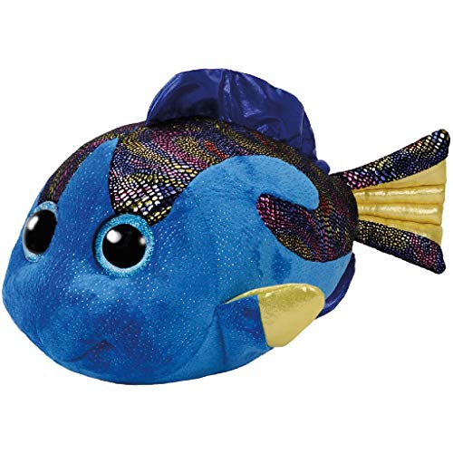 TY 37244 Fish Beanie Boo's Aqua Fisch mit Glitzeraugen, 42 cm, blau von TY