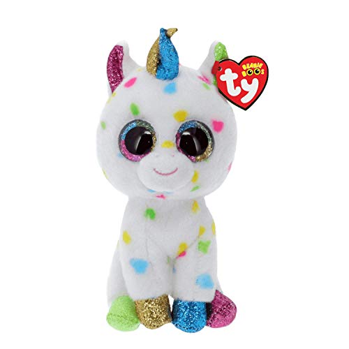 TY 36891 Unicorn Beanie Boos Harmonie, Einhorn bunt 42cm, mit Glitzeraugen, Boo's, Mehrfarbig von TY