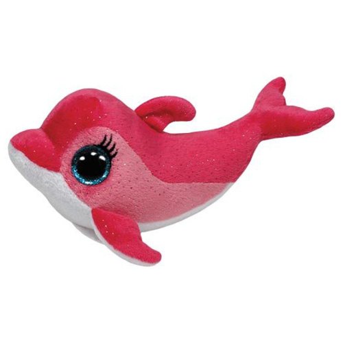 TY 7136996 - Surf Buddy - Delphin, Beanie Boos, Large, 24 cm, pink von TY