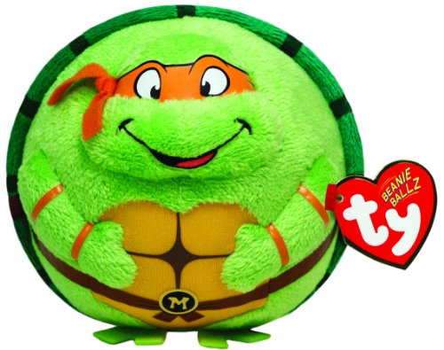 TY 7138256 - Teenage Mutant Ninja Turtles Ball - Michelangelo, Durchmesser 12 cm, Beanie Ballz von TY
