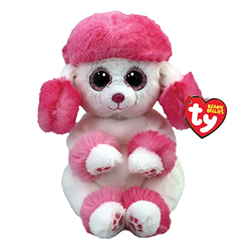 Ty Beanie Bellies-Peluche Heartly Pudel 15cm-TY41046, TY41046, Rosa, Weiß, Small von TY