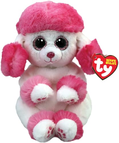 Ty Beanie Bellies-Peluche Heartly Pudel 15cm-TY41046, TY41046, Rosa, Weiß, Small von TY