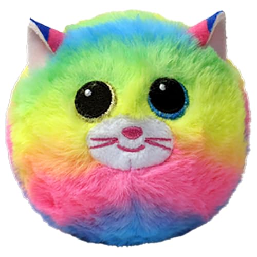 TY Beanie Bouncers – Gemma die Regenbogenkatze mit grünen und blauen Augen, Zarte Hüpftiere zum Sammeln, T83067 von TY