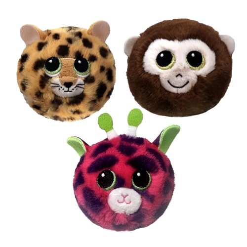TY Bouncy Balls 3er-Set mit Spots, Gilbert und Banana – Weiche Kuscheltiere für Kinder – Sammlerset aus Plüsch – Stofftiere zum Spielen oder Kuscheln von TY