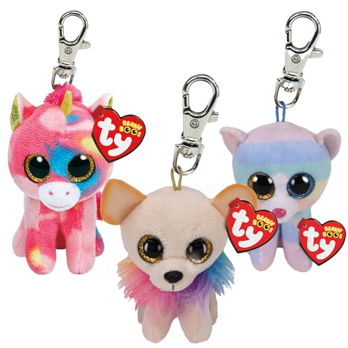 TY Chewey, Fantasia & Heather Beanie Clips Multipack - Squishy Beanie Baby Weiche Plüschspielzeuge - Sammelbare Kuschelige Gefüllte Teddybären TY Chewey, Fantasia & Heather Beanie Clips Multipack - Squishy Beanie Baby Weiche Plüschspielzeuge - Sammelbare Kuschelige Gefüllte Teddybären von TY