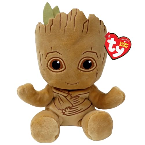 TY Groot Marvel Avengers Beanie Babies Regular, Lizenziertes Beanie Baby Weichplüsch Spielzeug, Sammlerstück Kuscheliger Plüschteddy von TY