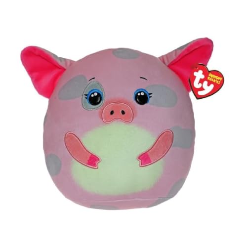 TY Hambone Pig Squishy Beanie 14” – Weiches Plüschtier – Sammelbares Kuscheltier für Kinder – Flauschiges Stofftier zum Spielen & Ausstellen von TY