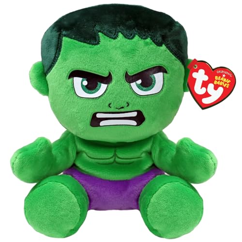 TY Hulk Marvel Avengers Beanie Babies Regular, Lizenziertes Beanie Baby Weichplüsch Spielzeug, Sammlerstück Kuscheliger Plüschteddy von TY