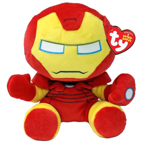 TY Iron Man Marvel Avengers Beanie Babies Regular, Lizenziertes Beanie Baby Weichplüsch Spielzeug, Sammlerstück Kuscheliger Plüschteddy von TY