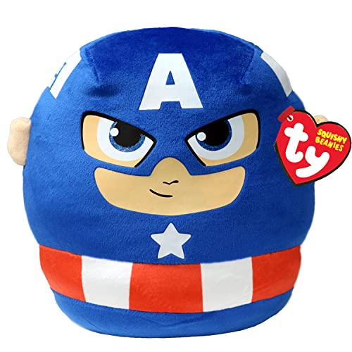 TY Marvel Avengers Captain America Squish-A-Boo 14 Zoll | Lizenzierte Squishy Beanie Baby Soft Plüschtiere | Kuscheliger Kuschel-Teddy zum Sammeln von TY