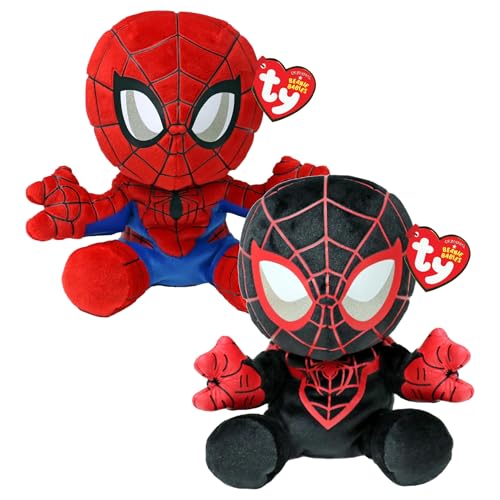 TY Marvel Multipack Spiderman & Miles Morales Beanie Babies – Weiche Plüschtiere für Kinder, Babyspielzeug, Sammelbare Kuscheltiere, Plüschfiguren für Kinder von TY