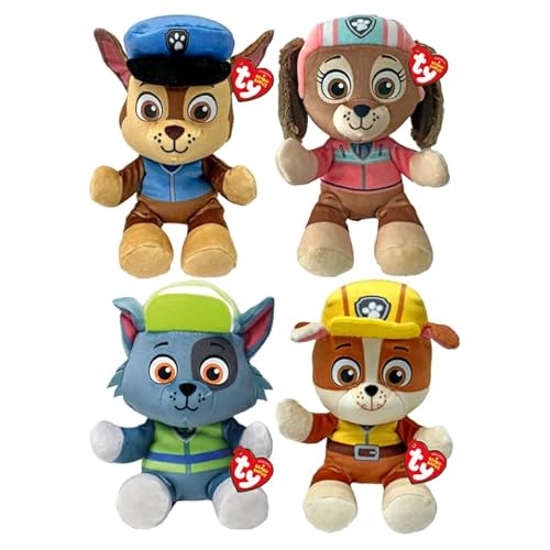 TY Paw Patrol Beanie Babies Set mit 4 Figuren – Chase, Rubble, Rocky, Liberty 27CM – Weiches Plüschtier für Kinder, Sammlerstück, Kuscheltier TY Paw Patrol Beanie Babies Set mit 4 Figuren – Chase, Rubble, Rocky, Liberty 27CM – Weiches Plüschtier für Kinder, Sammlerstück, Kuscheltier von TY