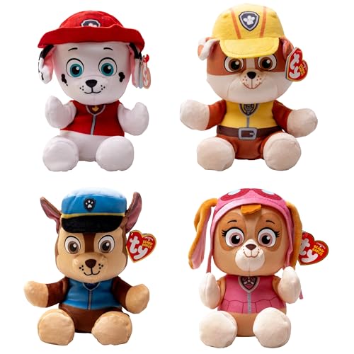 TY Paw Patrol – Sortiment mit 4 Super Welpen, Marshall, Rubble, Chase, Skye, alle Ihre Lieblingshelden in weicher Version zum Sammeln, 20 cm, 38500ABS TY Paw Patrol – Sortiment mit 4 Super Welpen, Marshall, Rubble, Chase, Skye, alle Ihre Lieblingshelden in weicher Version zum Sammeln, 20 cm, 38500ABS von TY