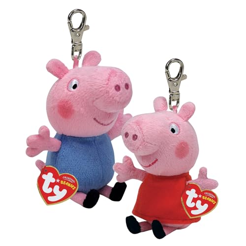TY Peppa Wutz & Schorsch Wutz Peppa Wutz Clips Multipack - Squishy Beanie Baby Weiche Plüschspielzeuge - Sammelbare Kuschelige Gefüllte Teddybären von TY