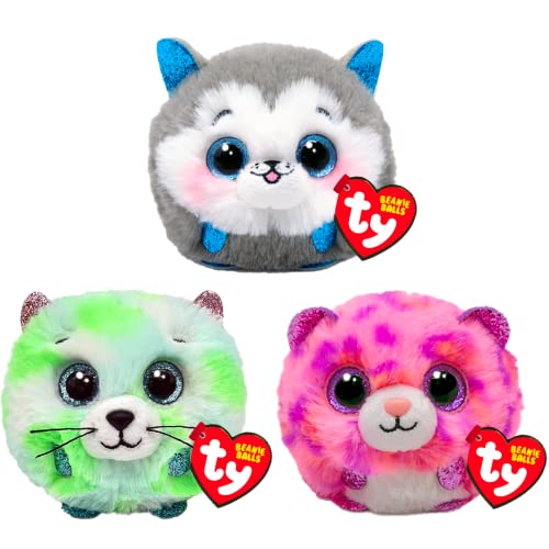 TY Puffies Evie, Slush, Topaz 3-Teiliges Set – Weiches Plüsch Bouncy Spielzeug für Kinder – Sammelbares Stofftier – Kuscheltier landet auf den Füßen – Weiche Plüschspielzeuge für Kinder von TY