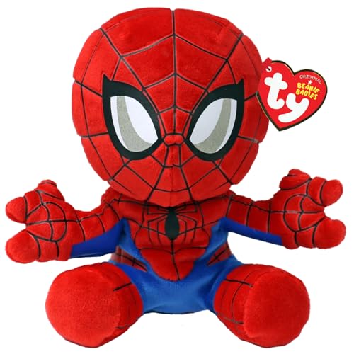 TY Spiderman Marvel Avengers Beanie Babies Regular, Lizenziertes Beanie Baby Weichplüsch Spielzeug, Sammlerstück Kuscheliger Plüschteddy von TY