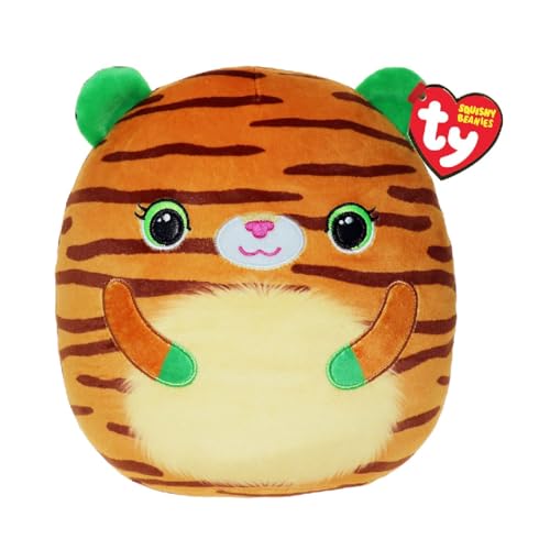 TY Tiggy Tiger Squishy Beanie 14” – Weiches Plüschtier – Sammelbares Kuscheltier für Kinder – Flauschiges Stofftier zum Spielen & Ausstellen von TY