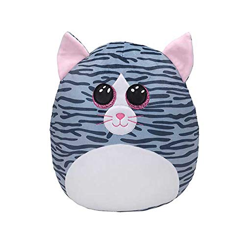 Ty Kiki Grey Cat Squish a Boos 14" | Beanie Baby Weiches Plüschtier | Sammlerstück Kuscheliger Stoffteddy von TY