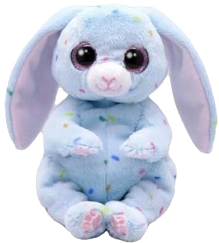 Ty Beanie Bellies Skippy der Osterhase hellblau mit rosa Glitzeraugen, kuschelige Plüschtiere mit weichem Bauch, Ostern, 20 cm, T41515 von TY