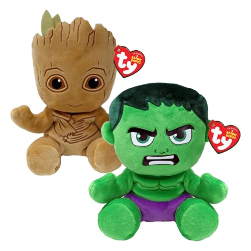 TY Marvel Multipacks Groot & Hulk Beanie Babies - Soft Plush Toys for Kids, Baby Toys, Collectible Stuffed Teddy, Plushies for Kids TY Marvel Multipacks Groot & Hulk Beanie Babies - Soft Plush Toys for Kids, Baby Toys, Collectible Stuffed Teddy, Plushies for Kids von TY