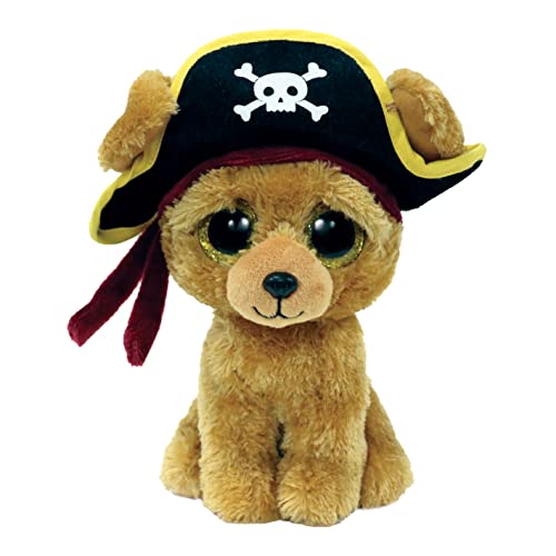 Ty - Plüsch - Beanie Boos Special Halloween - Hund - Rowan - Goldene Augen groß Glitzer und Piratenhut - Die Puppe mit großen glitzernden Augen - 15 cm - 36492 von TY