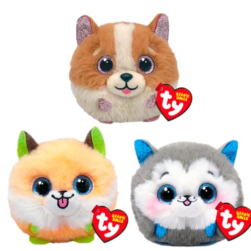 TY Puffies Tanner, Slush, Sherbert 3-Teiliges Set – Weiches Plüsch Bouncy Spielzeug für Kinder – Sammelbares Stofftier – Kuscheltier landet auf den Füßen – Weiche Plüschspielzeuge für Kinder von TY