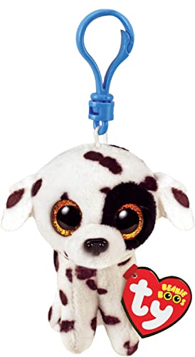 TY Schlüsselring Beanie Boos Clips-Hund Dalmatiner-Luther-Weiß und Schwarz-mit goldenen Augen-Glitzer-Plüsch mit glitzernden großen Augen-12 cm-35254, Mehrfarbig, T35254 von TY