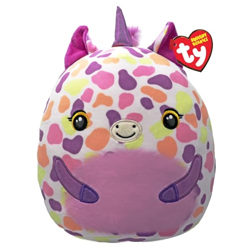 Ty Squishy Beanies – Astra das lila Einhorn, weiches Plüschkissen mit orangefarbenen Augen, Geschenkidee für Groß und Klein, alle zum Sammeln – 22 cm – T39419 von TY