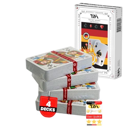 TYA Gruppe Spielkarten Kartenspiel Rommé Profiqualität für Rommé, Bridge,Canasta Poker oder Skat 55 Blatt BLAU und ROT (2xRot-2xBlau) von TYA Gruppe