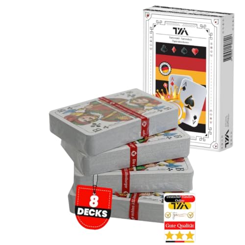TYA Gruppe Spielkarten Kartenspiel Rommé Profiqualität für Rommé, Bridge,Canasta Poker oder Skat 55 Blatt BLAU und ROT (4xRot-4xBlau) von TYA Gruppe