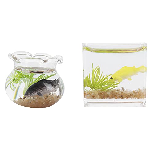 2-teiliges Miniatur-Aquarium-Set Im Maßstab 1:12, Niedliche Puppenhaus-Fischschalen, Rollenspiele, DIY-Dekorationszubehör für das Puppenhaus 2-teiliges Miniatur-Aquarium-Set Im Maßstab 1:12, Niedliche Puppenhaus-Fischschalen, Rollenspiele, DIY-Dekorationszubehör für das Puppenhaus von TYCIONG
