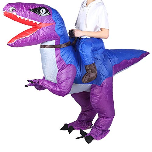 TYCIONG Aufblasbare Dinosaurierkostüm Erwachsene Halloween Aufblasbare Anzug Dinosaurier -Outfit mit Luftgebläse für Partys Halloween Dekorationen (X115 blau und lila) von TYCIONG