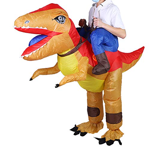 TYCIONG Aufblasbare Dinosaurierkostüm Erwachsene Halloween Aufblasbare Anzug Dinosaurier -Outfit mit Luftgebläse für Partys Halloween Dekorationen (X115 gelb und rot) von TYCIONG