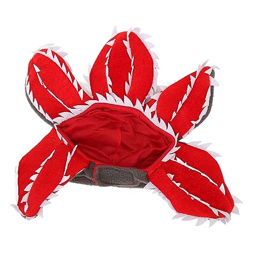 TYCIONG Halloween-Hut für Haustiere, Menschenfresser-Blumenhut, Verstellbar, Bequem, Atmungsaktiv, Gruselig, süß, Horror-, Haustier-Cosplay-Hut für Katzen und Hunde mit Weichem Plüsch (M) von TYCIONG