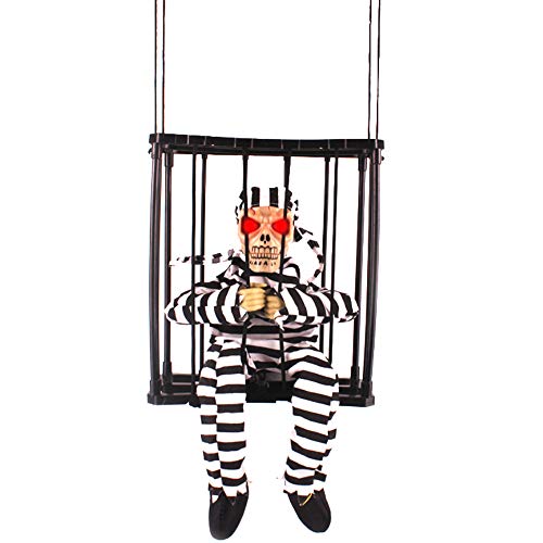 TYCIONG Halloween Streich Spielzeuggefängnis Käfig Ghost Gruselige Elektrische Requisite mit Sprachaktivierung und Glühende Augen für Party Haunted House Dekoration 23x9.5x27,6 cm (Typ1) von TYCIONG