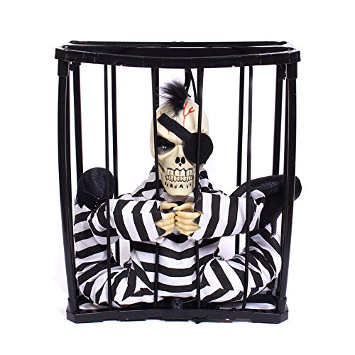 TYCIONG Halloween Streich Spielzeuggefängnis Käfig Ghost Gruselige Elektrische Requisite mit Sprachaktivierung und Glühende Augen für Party Haunted House Dekoration 23x9.5x27,6 cm (Typ2) von TYCIONG