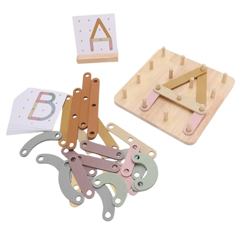 TYCIONG Hölzerne Arabische Buchstaben Konstruktion Pegboard Holzzahlen Puzzle Stapelblöcke Spielzeugset für mit Geometrischen Formen Safe Safe Paint 3+ Jahre von TYCIONG