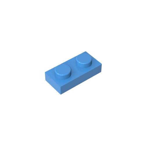 TYCOLE Gobricks GDS-502 Plate 1 x 2 Compatible with 3023 All Major Brick Brands,Building Blocks,Parts and Pieces (102 Medium Blue(052),50PCS) von TYCOLE