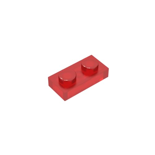 TYCOLE Gobricks GDS-502 Plate 1 x 2 Compatible with 3023 All Major Brick Brands,Building Blocks,Parts and Pieces (41 Trans-Red(110),50PCS) von TYCOLE