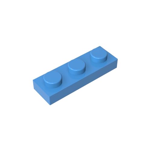 TYCOLE Gobricks GDS- 503 Plate 1 x 3 Compatible with 3623 All Major Brick Brands,Building Blocks,Parts and Pieces (102 Medium Blue(052),40PCS) von TYCOLE