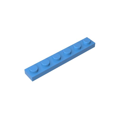 TYCOLE Gobricks GDS-505 Plate 1 x 6 Compatible with 3666 All Major Brick Brands,Building Blocks,Parts and Pieces (102 Medium Blue(052),20PCS) von TYCOLE