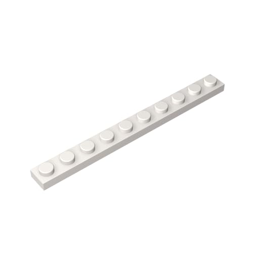 TYCOLE Gobricks GDS-507 Plate 1 x 10 Compatible with 4477 All Major Brick Brands,Building Blocks,Parts and Pieces (1 White(090),300 PCS) von TYCOLE