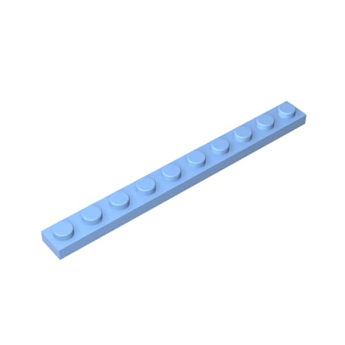 TYCOLE Gobricks GDS-507 Plate 1 x 10 Compatible with 4477 All Major Brick Brands,Building Blocks,Parts and Pieces (212 Bright Light Blue(053),15 PCS) von TYCOLE