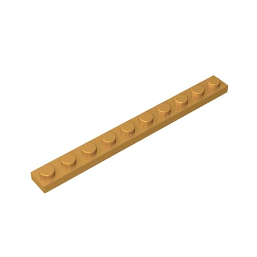 TYCOLE Gobricks GDS-507 Plate 1 x 10 Compatible with 4477 All Major Brick Brands,Building Blocks,Parts and Pieces (297 Pear Gold(035),15 PCS) von TYCOLE