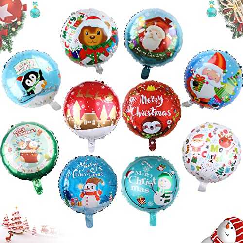 TYFYH 10 Stück Weihnachten Heliumballons Folienballon Weihnachts Luftballons Heliumballons Kinder Aluminiumfolie Ballons für Geburtstag Xmas Weihnachten Party Deko (Weihnachtsballon) von TYFYH