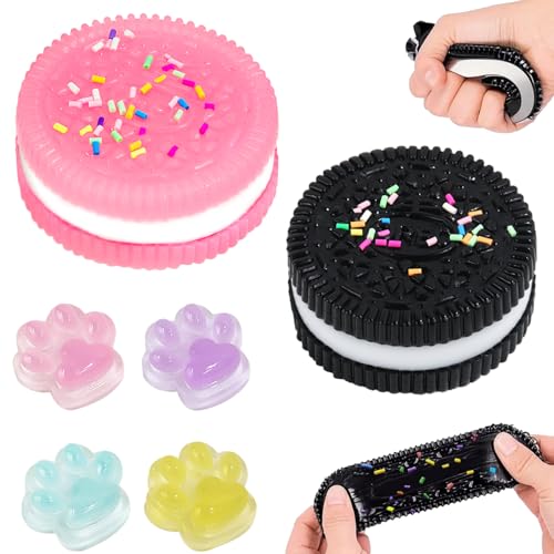 TYFYH 2 Stück Biscuit Stress Relief Toy mit 4 Mini Katzenpfoten, Taba Squishy, Fufu Squishy, Anti Stress Spielzeug Keks, Squeeze Toy, Sensorisches Quetschspielzeug für Angst Relief von TYFYH