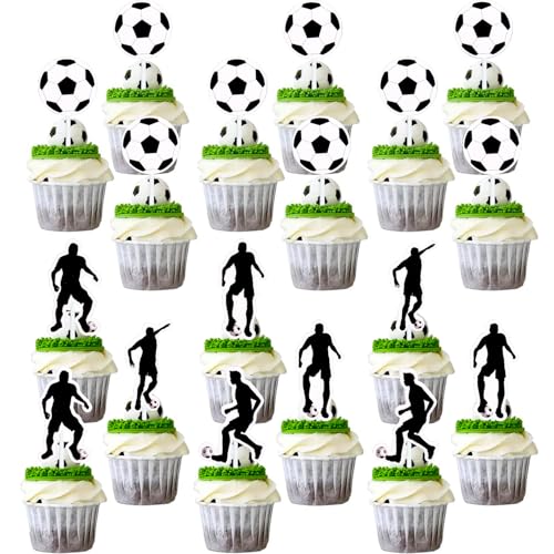 TYFYH 36 Stück Fußball Cupcake Topper, Fussball Topper Muffins, Fussball Muffin Deko, Cake Topper Fussball Geburtstag, Tortenaufleger Fussball für Jungs Fußball Sport Party kindergeburtstag Dekoration TYFYH 36 Stück Fußball Cupcake Topper, Fussball Topper Muffins, Fussball Muffin Deko, Cake Topper Fussball Geburtstag, Tortenaufleger Fussball für Jungs Fußball Sport Party kindergeburtstag Dekoration von TYFYH